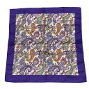 【中古】ETRO(エトロ) ハンカチ ペイズリー柄 パープル×白×マルチ コットン、シルク