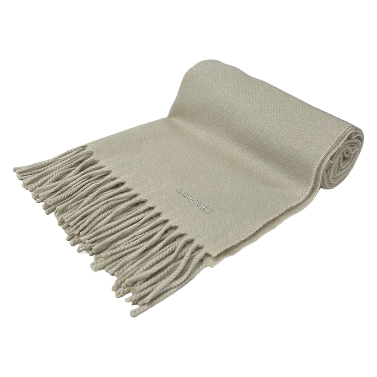 Cashmere - 【中古】HERMES(エルメス) レクトヴェルソ マフラー アイボリー カシミヤ