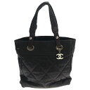 【中古】CHANEL(シャネル) パリビアリッツトートPM トートバッグ ダークブラウン コーティングキャンバス×レザー