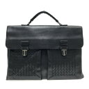 【中古】BOTTEGA VENETA(ボッテガヴェネタ) イントレチャート ビジネスバッグ 黒 レザー