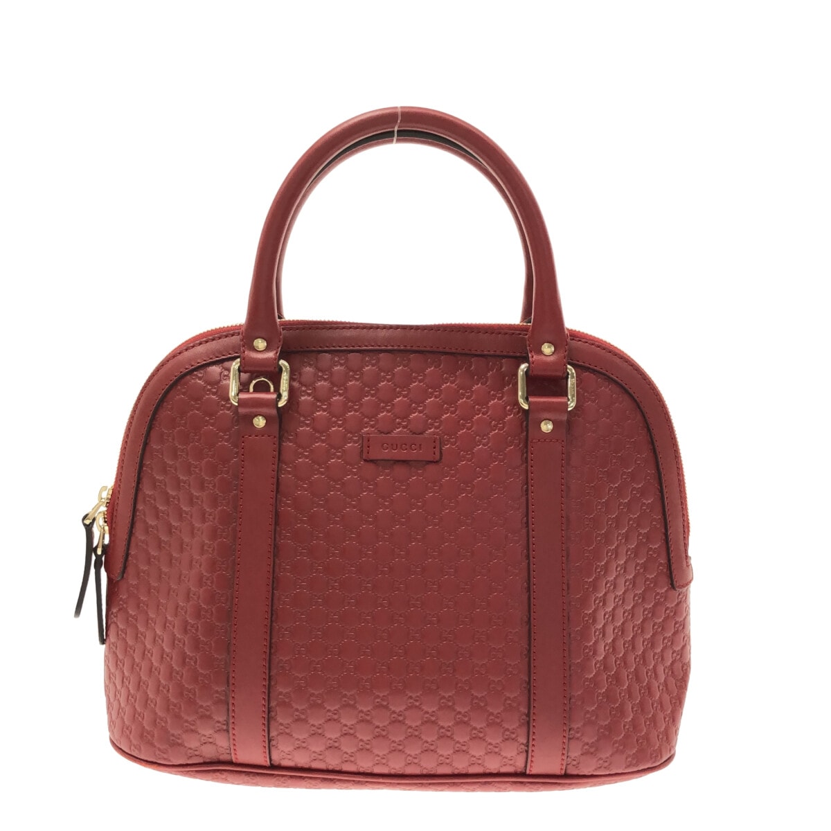 【中古】GUCCI(グッチ) マイクログッチシマ ハンドバッグ ボルドー レザー