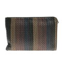 【中古】BOTTEGA VENETA(ボッテガヴェネタ) イントレチャート クラッチバッグ ストライプ ダークグレー×ネイビー×マルチ レザー