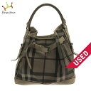 【中古】BURBERRY PRORSUM(バーバリープローサム) ハンドバッグ チェック柄 ベージュ×黒×ダークブラウン PVC(塩化ビニール)×レザー