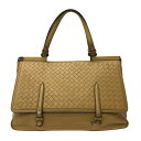 【中古】BOTTEGA VENETA(ボッテガヴェネタ) イントレチャート ハンドバッグ ライトブラウン レザー