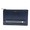 【新着】【中古】FENDI(フェンディ) セレリア クラッチバッグ ネイビー×ダークグレー ローマンレザー