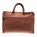 【新着】【中古】BOTTEGA VENETA(ボッテガヴェネタ) イントレチャート ビジネスバッグ ピンクグレー レザー