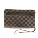 【中古】LOUIS VUITTON(ルイヴィトン) サンルイ セカンドバッグ エベヌ ダミエ・キャンバス