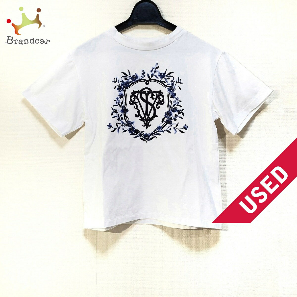 【新着】【中古】SEVEN TEN by MIHO KAWAHITO(セブンテン バイミホカワヒト) 半袖Tシャツ クルーネック/花柄 白×黒×ネイビーのサムネイル