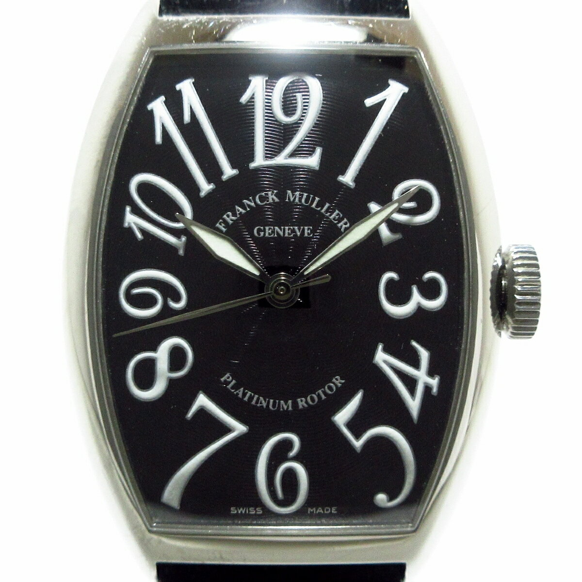 【新着】【中古】FRANCK MULLER(フランクミュラー) トノーカーベックスプラチナローター 腕時計 SS/クロコダイルベルト 黒