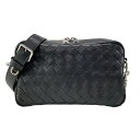 【中古】BOTTEGA VENETA(ボッテガヴェネタ) スモール イントレチャート カメラバッグ ショルダーバッグ 黒