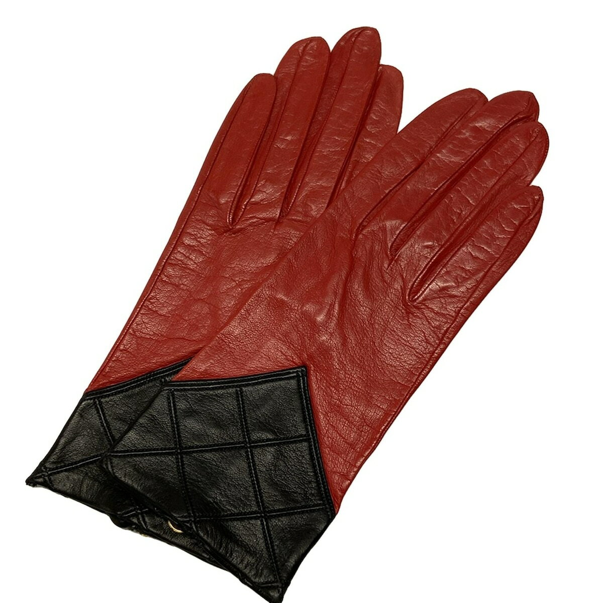 【中古】CHANEL(シャネル) 手袋 ココマーク レッド×黒 レザー