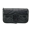 【新着】【中古】GUCCI(グッチ) GGマーモント ウエストポーチ チェーンベルト/2WAY 黒 レザー|詳細画像