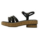 【中古】CHANEL(シャネル) サンダル チェーン/ゴールド金具 黒 ラムスキン