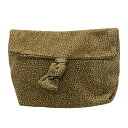 【中古】BORBONESE(ボルボネーゼ) クラッチバッグ カーキ×ダークブラウン