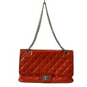 【中古】CHANEL(シャネル) デカマトラッセ/2.55 ショルダーバッグ ダブルフラップ(二重蓋)/マドモアゼルチェーン/シルバー金具 レッド レザー