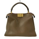 【中古】FENDI(フェンディ) ピーカブーアイコニックエッセンシャリー ハンドバッグ ダークブラウン レザー