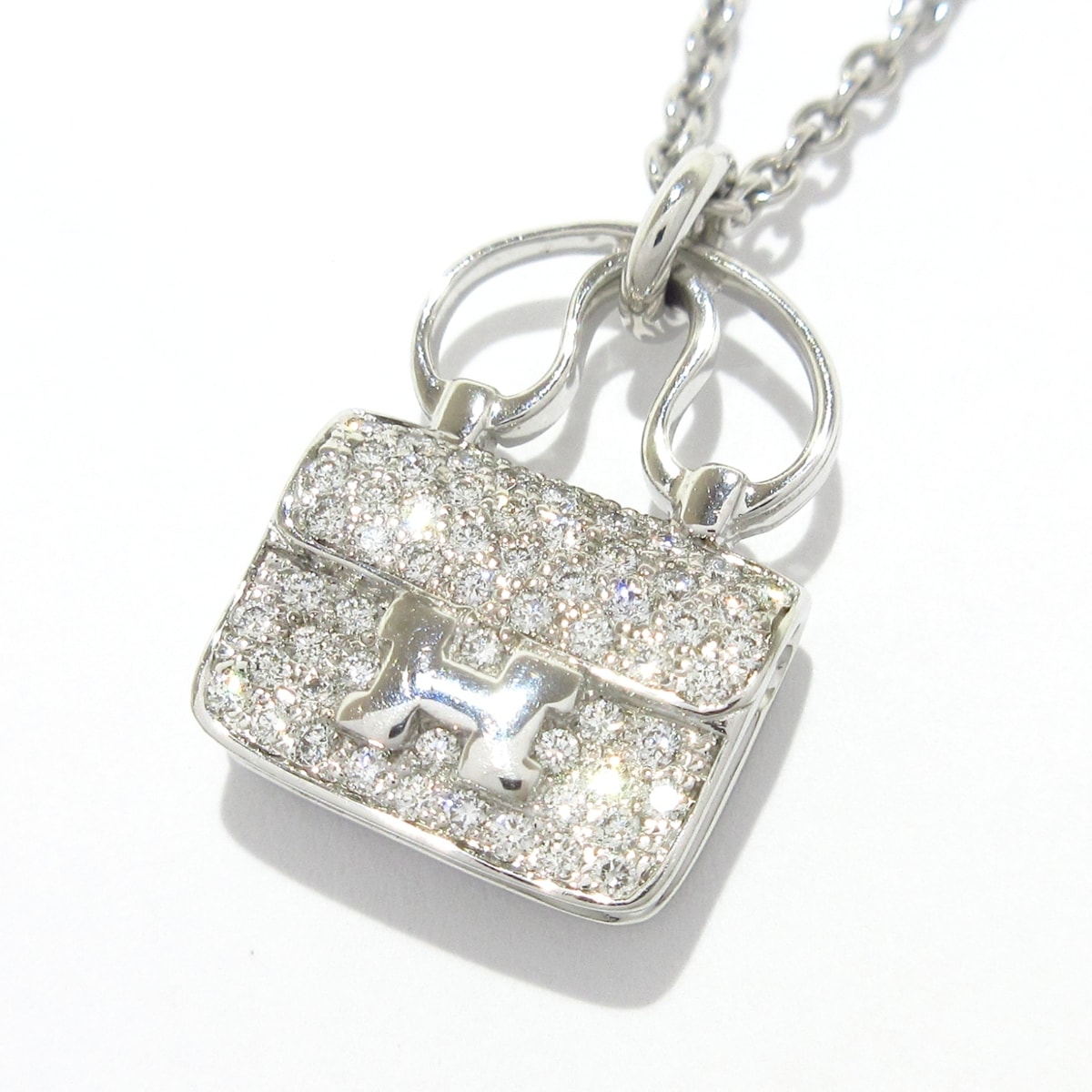 【中古】HERMES(エルメス) アミュレット コンスタンス ネックレス パヴェダイヤ K18WG×ダイヤモンドのサムネイル