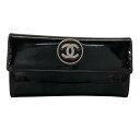 【中古】CHANEL(シャネル) メイクアップ 長財布 ココマーク 黒 レザー