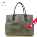 【新着】【中古】BOTTEGA VENETA(ボッテガヴェネタ) マルコポーロ/イントレッチオジェット トートバッグ グレー×黒 PVC(塩化ビニール)×レザー