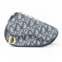 【新着】【中古】DIOR/ChristianDior(ディオール/クリスチャンディオール) ロゴグラム ポーチ ネイビー×黒×白 ジャガード×レザー