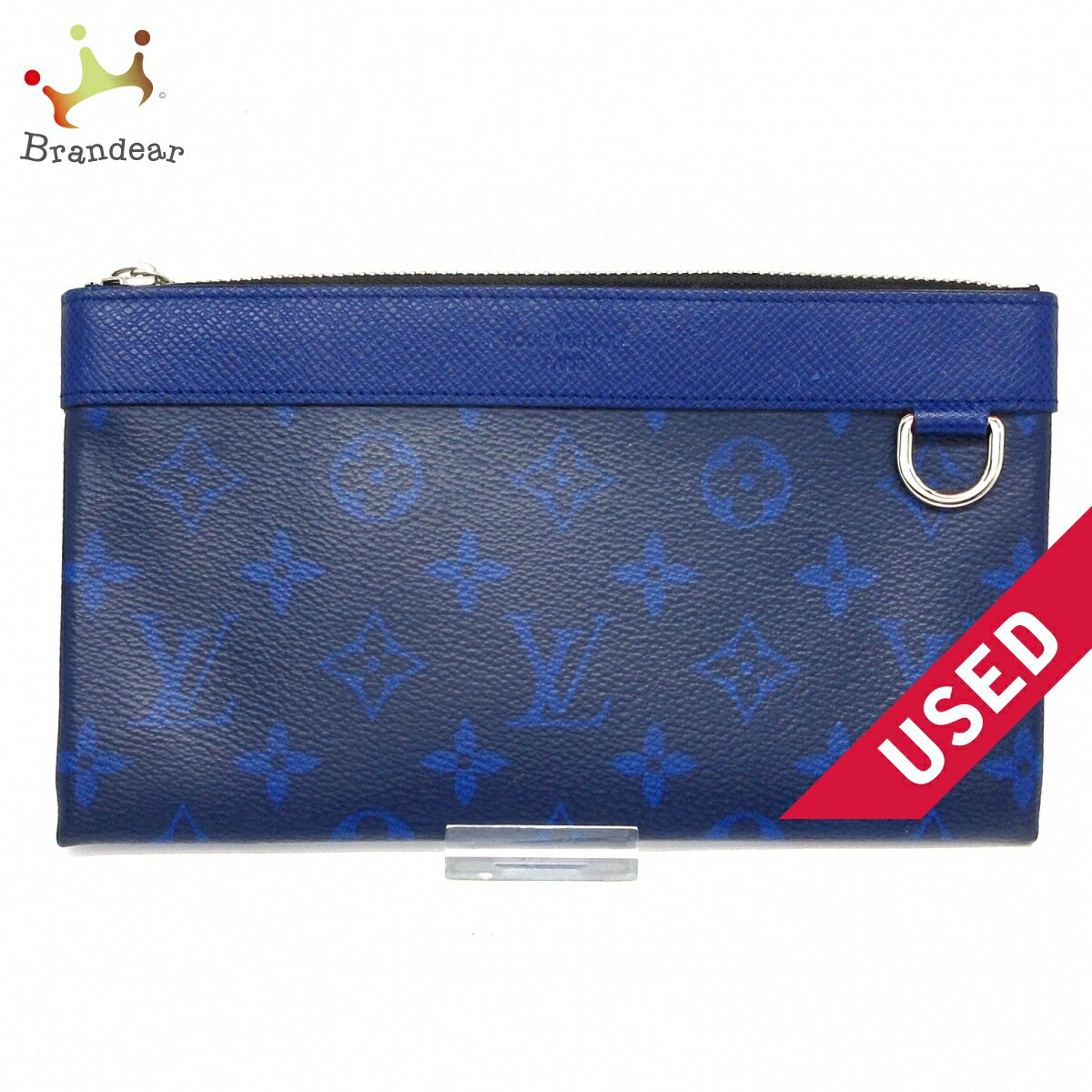 【中古】LOUIS VUITTON(ルイヴィトン) ポシェットディスカバリーPM ポーチ コバルト タイガ・レザー（皮革の種類：牛革）、モノグラム・キャンバス