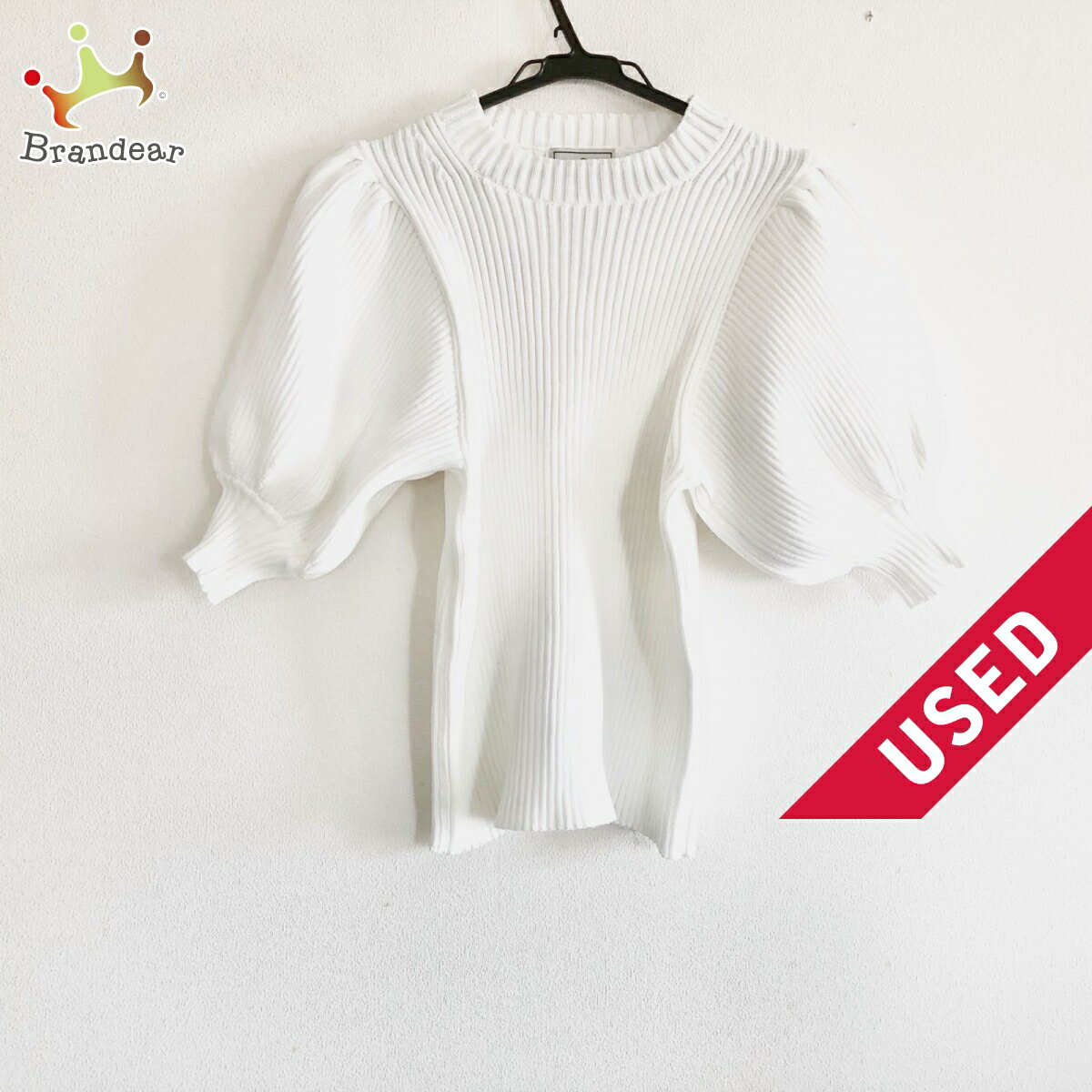 【新着】【中古】SEVEN TEN by MIHO KAWAHITO(セブンテン バイミホカワヒト) 七分袖セーター クルーネック 白のサムネイル