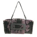 【中古】BOTTEGA VENETA(ボッテガヴェネタ) アイヤーズ ハンドバッグ パープル×ダークグレー パイソン×化学繊維