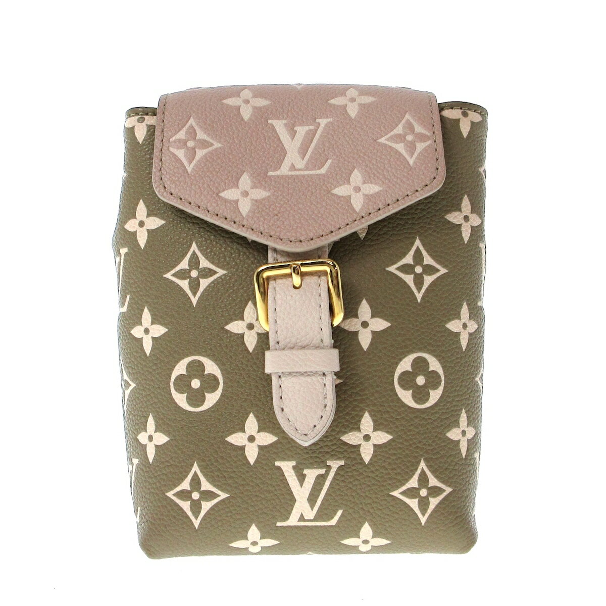 【新着】【中古】LOUIS VUITTON(ルイヴィトン) タイニーバックパック リュックサック カーキ×ベージュ モノグラム・アンプラント レザー（皮革の種類：牛革）