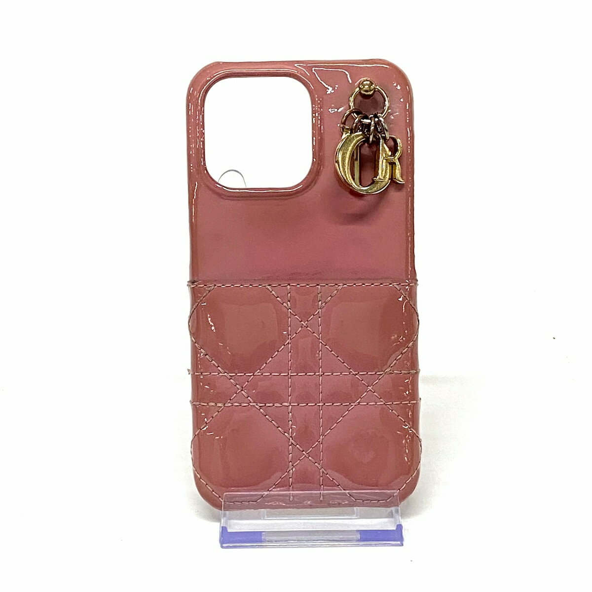 【中古】DIOR/ChristianDior(ディオール/クリスチャンディオール) レディディオール 携帯電話ケース iPhoneケース/iPhone13PRO ピンクベージュ ラムスキン