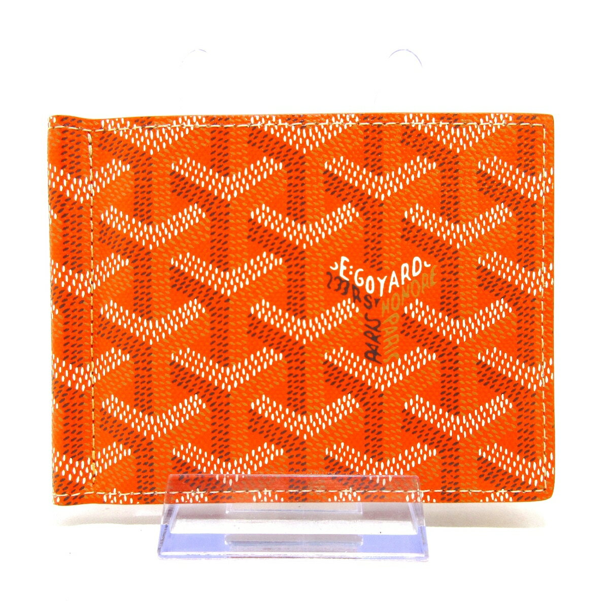 【中古】GOYARD(ゴヤール) サン トマ 札入れ オレンジ×黒×マルチ コーティングキャンバス