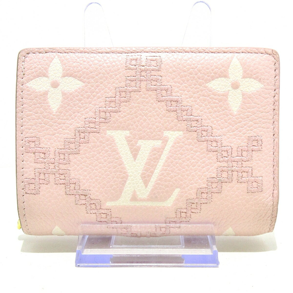 【中古】LOUIS VUITTON(ルイヴィトン) ポルトフォイユクレア 2つ折り財布 ピンク モノグラム・アンプラント レザー（皮革の種類：牛革）