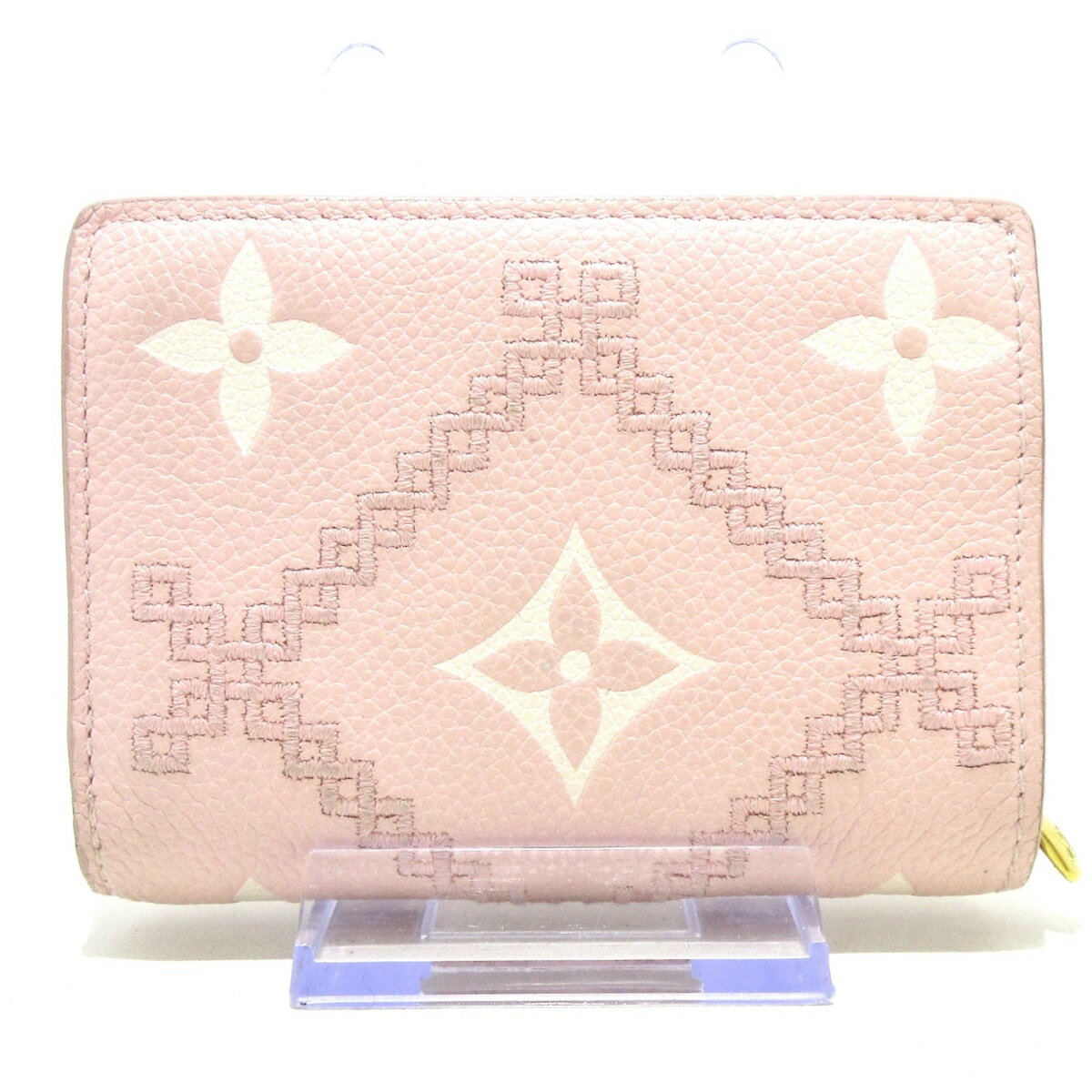 【中古】LOUIS VUITTON(ルイヴィトン) ポルトフォイユクレア 2つ折り財布 ピンク モノグラム・アンプラント レザー（皮革の種類：牛革） 2