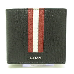 【中古】BALLY(バリー) 札入れ 黒×ボルドー×アイボリー レザー