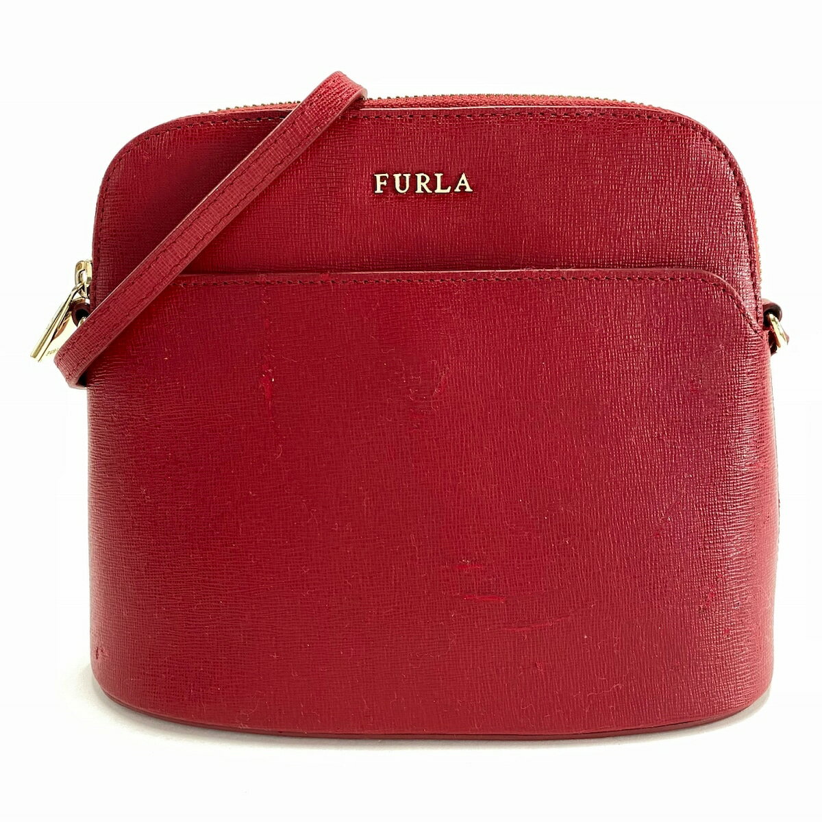 【中古】FURLA(フルラ) ショルダーバッグ チェーンショルダー レッド レザー