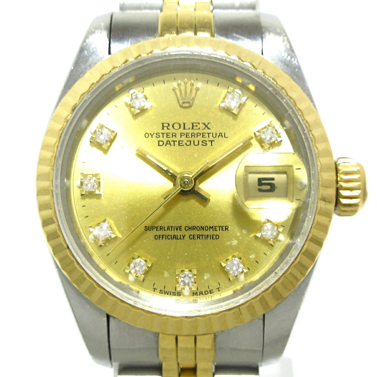 【新着】【中古】ROLEX(ロレックス) デイトジャスト 腕時計 SS×K18YG/10P旧型ダイヤ/20コマ ゴールド