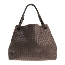 【中古】BOTTEGA VENETA(ボッテガヴェネタ) ガルダバッグ/イントレチャート ハンドバッグ ダークブラウン レザー