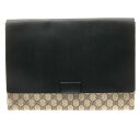 【新着】【中古】GUCCI(グッチ) GGプラス・GGスプリーム クラッチバッグ ベージュ×ダークブラウン×黒 PVC(塩化ビニール)