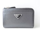 【新着】【中古】PRADA(プラダ) コインケース キーリング付き/L字ファスナー 黒 レザー