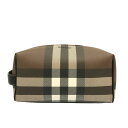 【新着】【中古】BURBERRY LONDON ENGLAND(バーバリーロンドンイングランド) セカンドバッグ チェック柄 ダークブラウン×アイボリー×黒 PVC(塩化ビニール)×レザー