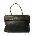 【中古】BOTTEGA VENETA(ボッテガヴェネタ) イントレチャート ハンドバッグ ダークブラウン レザー