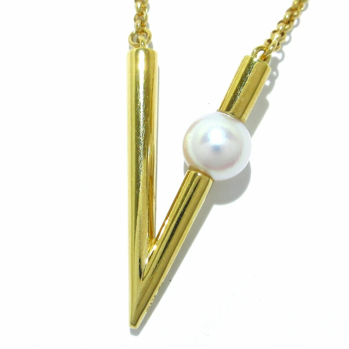 【新着】【中古】mikimoto(ミキモト) V Code ネックレス パール約6.0mm K18YG×アイボリー パール