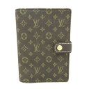 【新着】【中古】LOUIS VUITTON(ルイヴィトン) アジェンダPM 手帳 エベヌ ■外側　⇒　コットン、リネン■内側　⇒　クロスグレインレザー