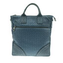 【新着】【中古】BOTTEGA VENETA(ボッテガヴェネタ) イントレチャート ハンドバッグ ネイビー レザー×オーストリッチ