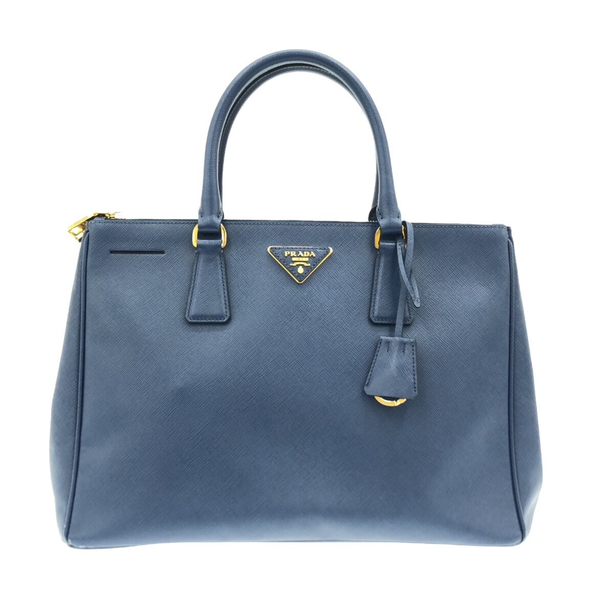 【新着】【中古】PRADA(プラダ) ガレリアミディアムバッグ ハンドバッグ ネイビー レザー