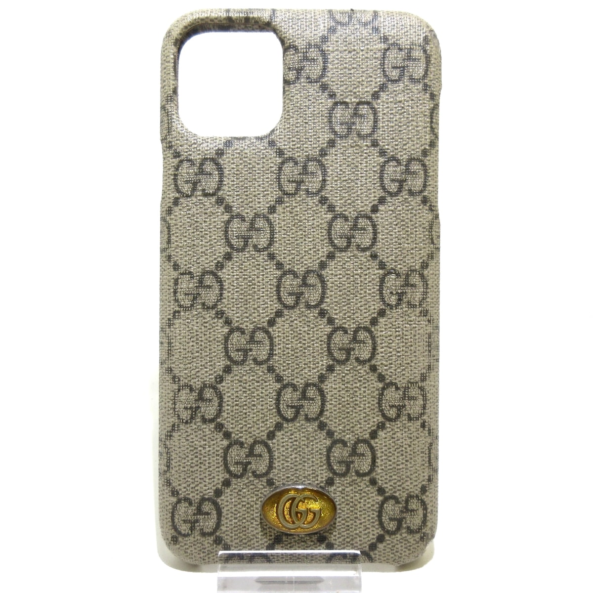 【中古】GUCCI(グッチ) GGプラス GGスプリーム 携帯電話ケース iPhoneケース/iPhone11 Pro Max ベージュ×ダークブラウン PVC(塩化ビニール)