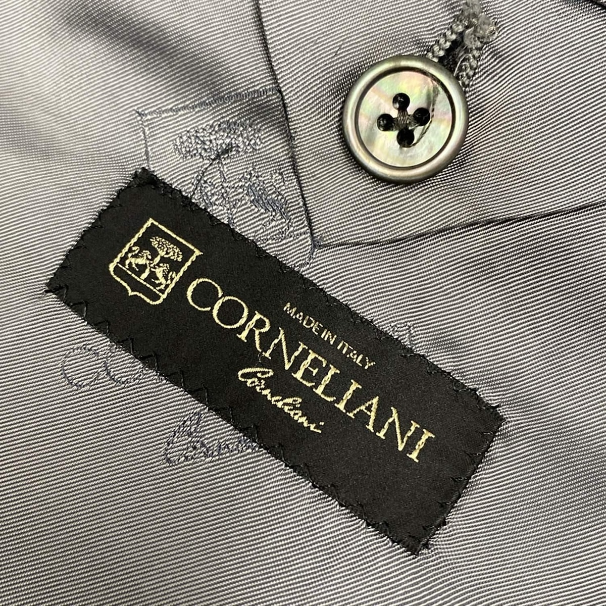 【中古】CORNELIANI(コルネリアーニ) シングルスーツ ストライプ/ネーム刺繍 グレー
