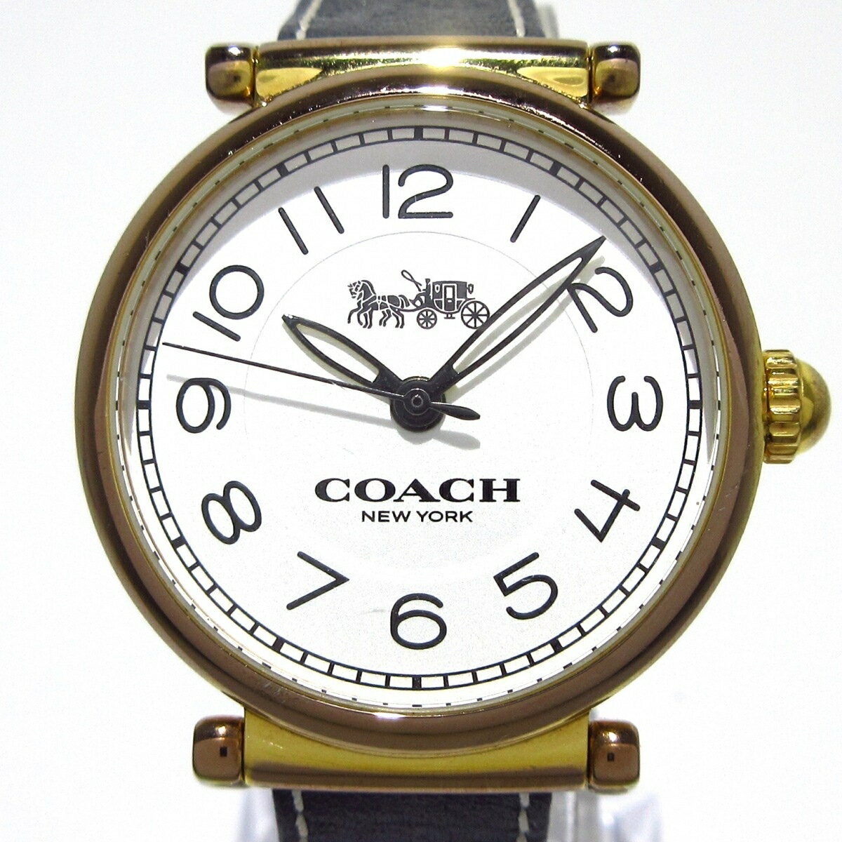【中古】COACH(コーチ) 腕時計 社外ベルト 白