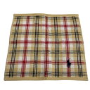 【中古】RalphLauren(ラルフローレン) ハンカチ ハンドタオル×チェック柄 ベージュ×マルチ コットン