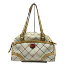 【中古】COACH(コーチ) ハンドバッグ アイボリー×ベージュ×マルチ レザー