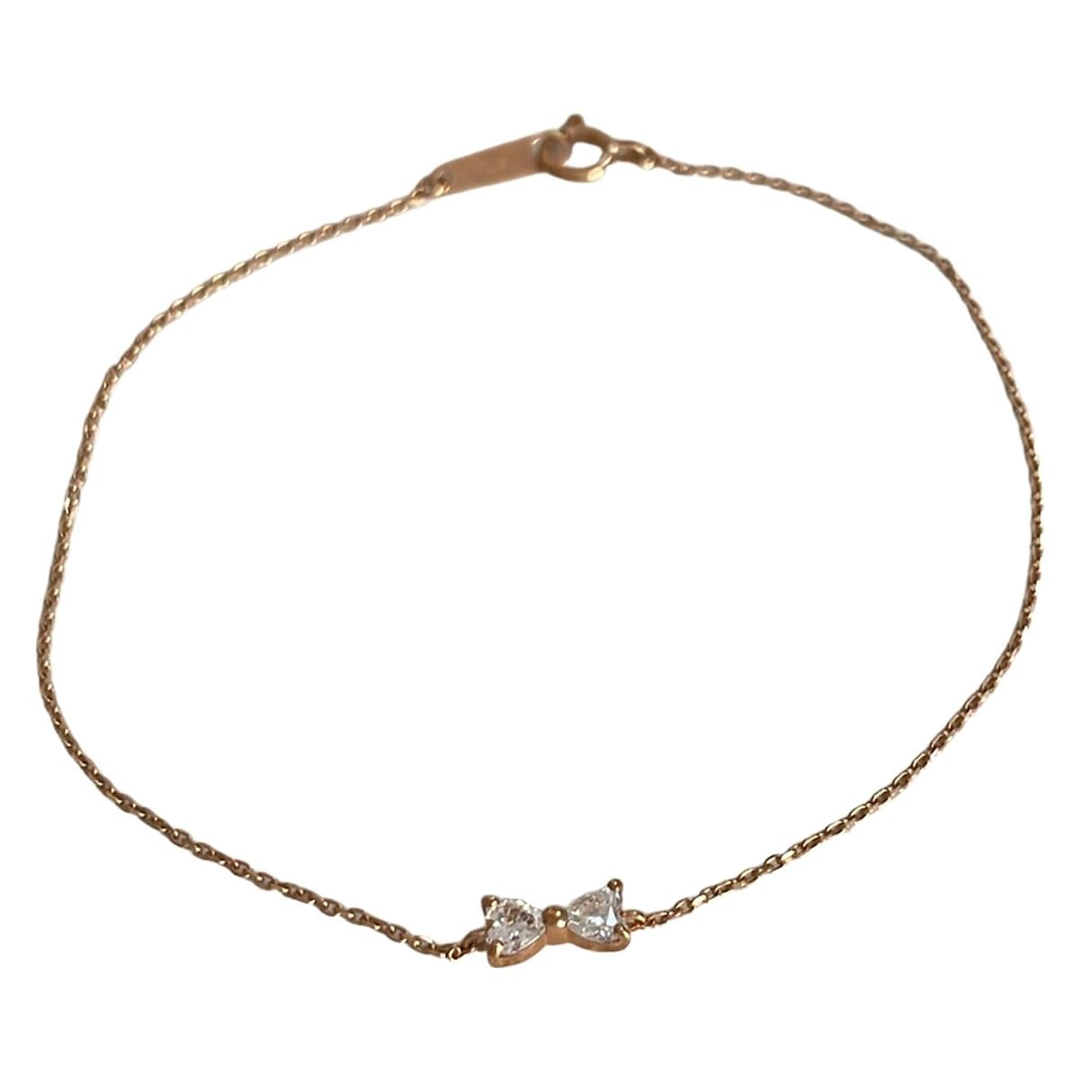 【中古】canal4℃(カナルヨンドシー) ブレスレット リボン K10×クリア